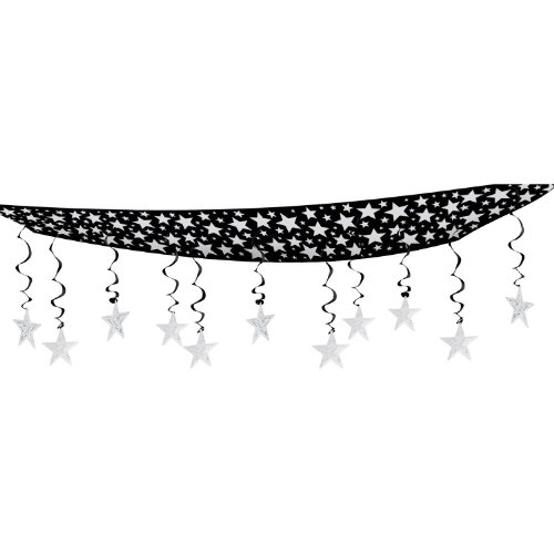 Beistle 1-Pack The Stars Are Out Ceiling Decor, 12 by 12-Feet, Silver