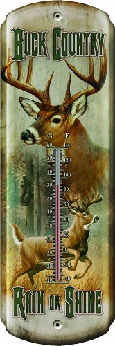 Rivers Edge Buck Country Nostalgic Tin Thermometer