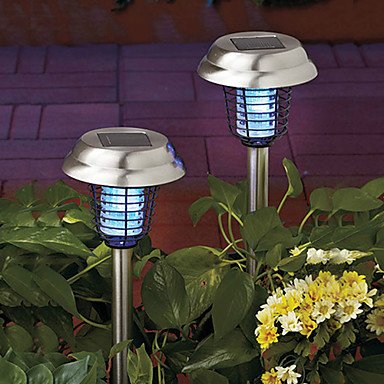 Set Of 2 Solar Stainless Steel Mosquito Zapper Stake Light Garden Path Lighting(Cis-57189)