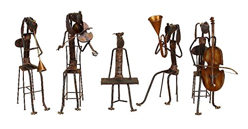 Deco 79 Metal Musician, 16 by 12-Inch, Set of 5