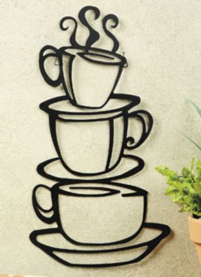 COFFEE house cup java SILHOUETTE wall art metal mug NU