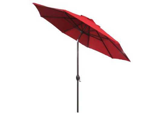 Abba Patio® 9 Ft Market Umbrella with Tilt and Crank, 100% Polyester 250gsm, Red