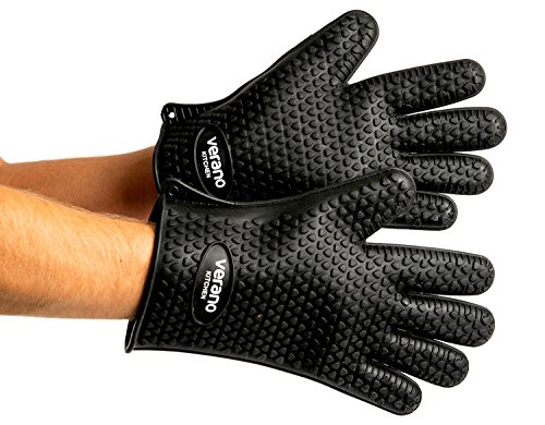 ★ NEW ★ VERANO KITCHEN PREMIUM Silicone BBQ Gloves Bundle (SET OF 2) – Heat Resistant Cooking Gloves. Best Alternative to Your Old Pot Holders and Oven Mitts. Perfect to Use as Silicone Oven Mitt. Keep Your Hands Safe – One Size Fits All. Special Technology Five Fingers Gloves – Made of Highest Quality Silicone. Absolute Must for All Cooks! 100% Satisfaction Money Back Guarantee