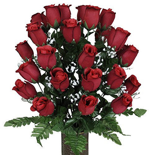 Red Roses with Stay-In-The-Vase ® Design Cemetery Flowers (MD1075)