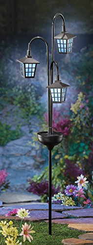 3 Solar Outdoor Iron Lamp Posts With Garden Stake