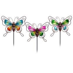 Home Decor, Outdoor – Patio, Butterfly Garden Stick or Wall Decor. 7.25″ X 6.5″ Butterfly Design. Assorted Colors As Shown. Order 3 Pieces and Get One of Each Color, Larger Orders Get an Even Mix of Colors. 14″ with Stake, Take Stake Off and Hang on Wall with Hook on Back. Entire Piece Is Made Out of Metal Including Colored Portion
