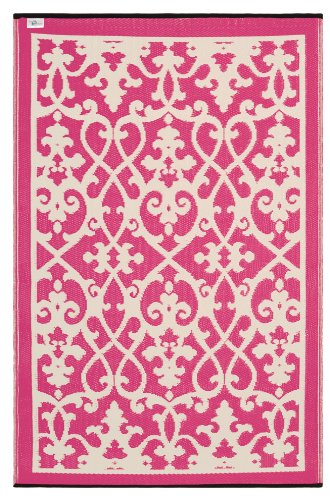 Fab Habitat 4-Feet by 6-Feet Venice Indoor/Outdoor Rug, Cream and Pink