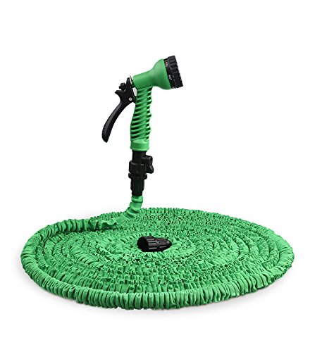 Expandable Garden Water Hose Pipe with 7-pattern Spray Gun / Nozzle, lightweight and never kink, twist or tangle. (Max. 75 feet)