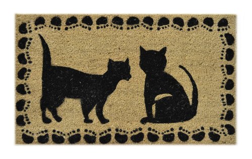 Imports Decor Vinyl Back Coir Doormat, Two Cats, 18-Inch by 30-Inch