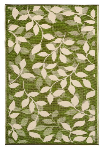 Fab Habitat 6-Feet by 9-Feet Bali Indoor/Outdoor Rug, Forest Green and Cream