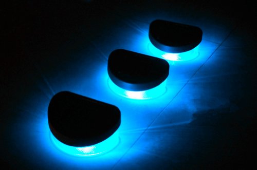 DE-Spark 3 Pack Color LED Bulb Solar Fence Light Wall Lamp (Blue)