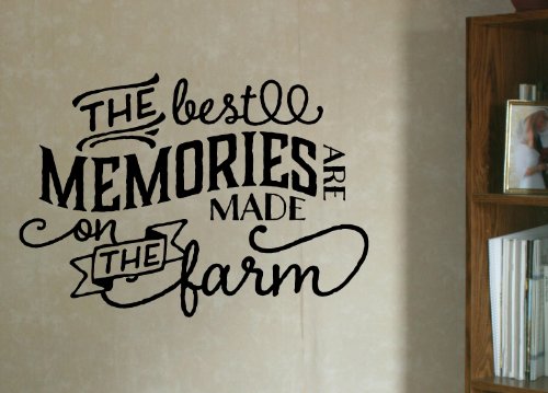 Wall Decor Plus More WDPM2984 The Best Memories Made On Farm Vinyl Wall Decal Country Quote, 23×16-Inch, Black