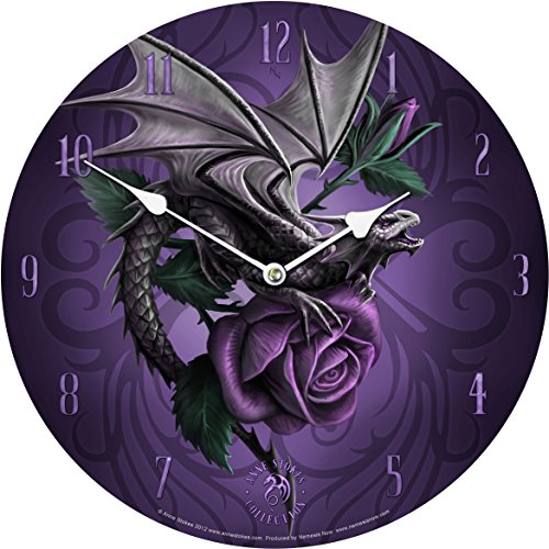 Licensed Anne Stokes Fantasy Gothic Dragon Beauty Purple Rose Wall Clock