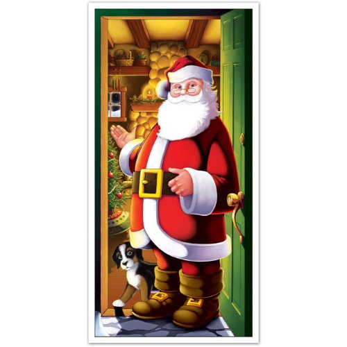 Beistle 1-Pack Santa Door Cover, 30-Inch by 5-Feet