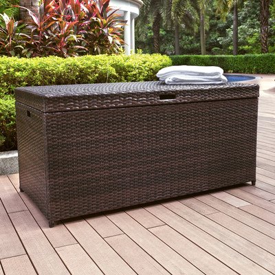 Crosley Palm Harbor Outdoor Wicker Storage Bin CO7300-BR Brown