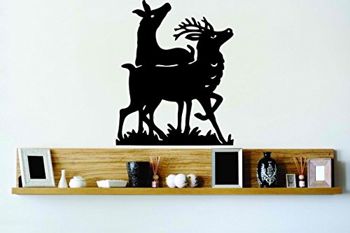 Design with Vinyl Cryst 118 75 Black Deer Couple Hunting Animal Outdoor Scene Vinyl Wall Decal Art Home Decor Bedroom Living Room, 20 by 20-Inch, Black