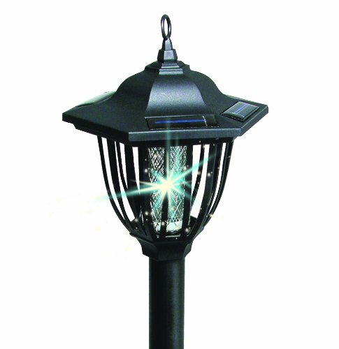 IdeaWorks JB6593 2 in 1 Solar Insect Bug Zapper Lantern Light – Dual Purpose Yard Accent, Black