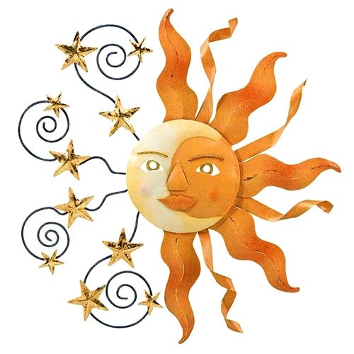 Celestial Sun Moon Stars Metal Sign Wall Decor