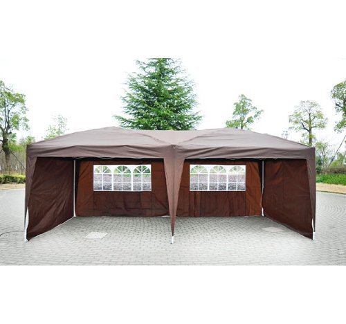 Polar Aurora 10′ X 20′ Easy Pop up Canopy Party Tent – Coffee Brown w/ 4 Removable Sidewalls