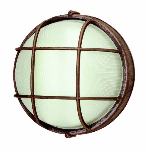 Trans Globe Lighting 41505 RT 8-Inch 1-Light Outdoor Medium Round Bulkhead, Rust