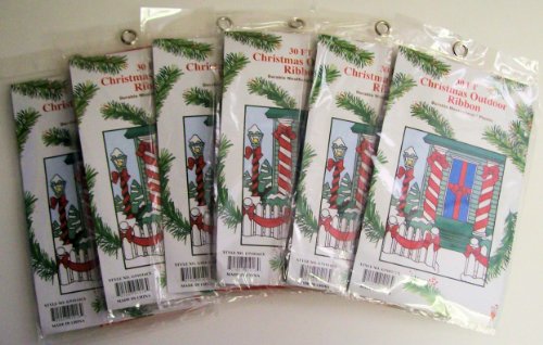 6 Packs of 30ft Red Christmas Outdoor Ribbon