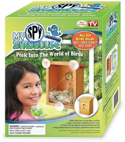 My Spy Birdhouse [6 Pieces] *** Product Description: Clear, Acrylic Window With 2-Way Mirror Film Lets You See Birds Inside, But They Can’T See You Watch Birds Build Nests, Hatch Their Eggs, And Feed Their Young Safely Attaches To Any Glass Surfa ***