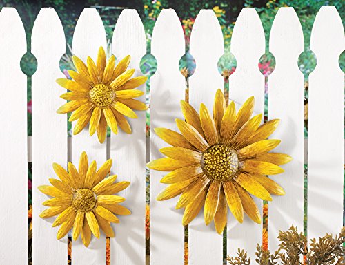 3 Pc Metal Sunflower Wall Art Decor