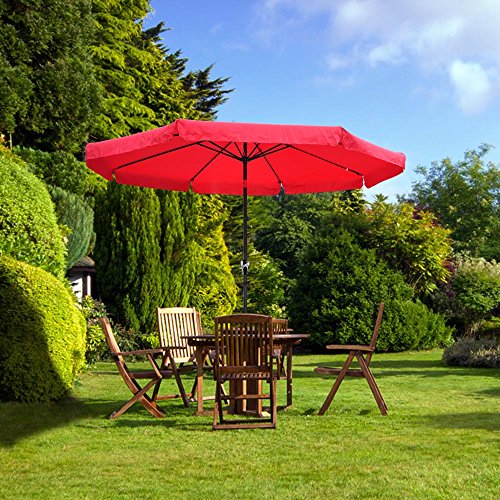 10ft Aluminum Outdoor Patio Umbrella w/ Crank Tilt Deck Market Yard Beach Pool Cafe (Red)