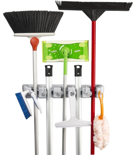 Spoga, Mop and Broom Organiser, Wall Mounted Storage & Organizer for Your Home, Closet, Garage and Shed, Holds Up To 11 Tools,Superior Quality Tool Rack Holds Mops, Brooms, or Sports Equipment