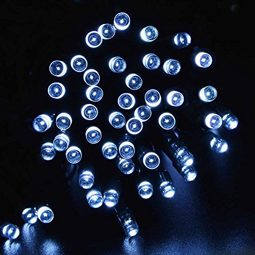 lederTEK Solar Powered Fairy String Lights 39ft 12m 100 LED 8 Modes Christmas Lights for Outdoor, Gardens, Homes, Wedding, Christmas Party, Waterproof (100 LED White)