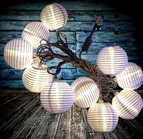 BRIGHTEST Set of 10 Chinese LED Lantern String Lights for Patio by Qualizzi® – 11.67ft Long – LONGEST on Amazon Connectable & Expandable up to 1,050 Ft / 900 Lights!
