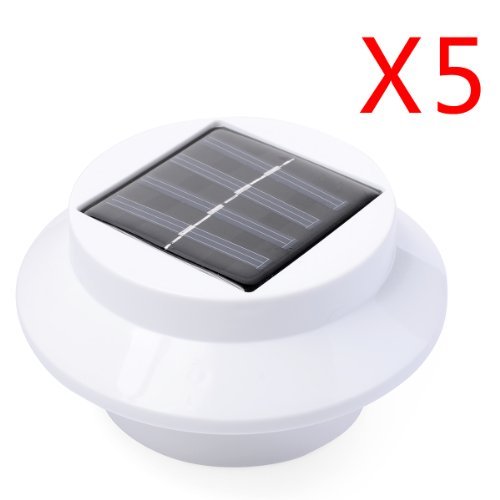 5 Pack 3 LED Solar Powered Energy Saving Fence Gutter Light Outdoor Garden Wall Lobby Pathway Lamp