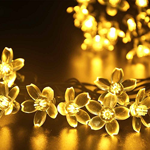 lederTEK Solar Fairy String Lights 21ft 50 LED Warm White Blossom Decorative Gardens, Lawn, Patio, Christmas Trees, Weddings, Parties, Indoor and Outdoor Use (50 LED Warm White)