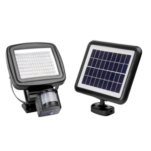 MicroSolar – 126 LED – Lithium Batterty – Digitally Adjustable TIME & LUX with Button – Vertically and Horizontally Adjustable Light Fixture – Solar Motion Sensor Light