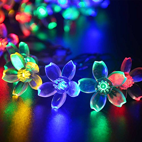 lederTEK Solar Fairy String Lights 21ft 50 LED Multi-color Blossom Decorative Gardens, Lawn, Patio, Christmas Trees, Weddings, Parties, Indoor and Outdoor Use (50 LED Multi-color)