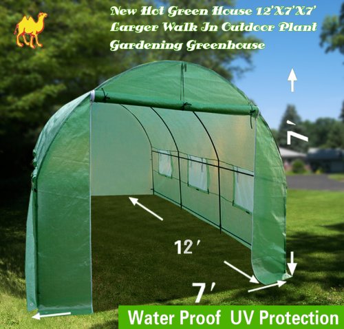 STRONG CAMEL New Hot Green House 12’X7’X7′ Larger Walk In Outdoor Plant Gardening Greenhouse