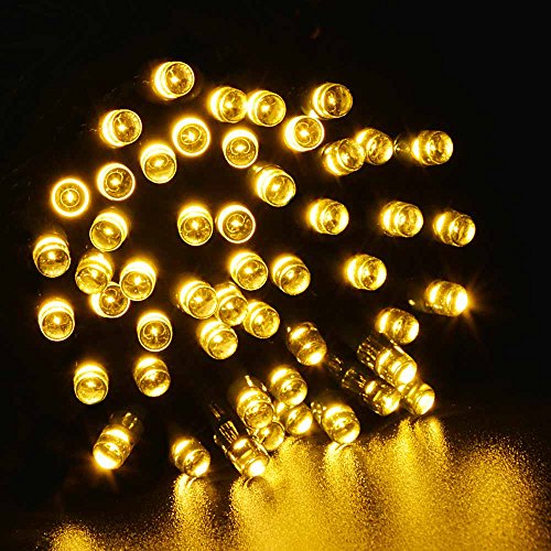 lederTEK Solar Powered Fairy String Lights 39ft 12m 100 LED 8 Modes Christmas Lights for Outdoor, Gardens, Homes, Wedding, Christmas Party, Waterproof (100 LED Warm White)