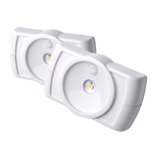 Mr. Beams MB852 Indoor Wireless Slim LED Light with Motion Sensor Features, White, 2-Pack