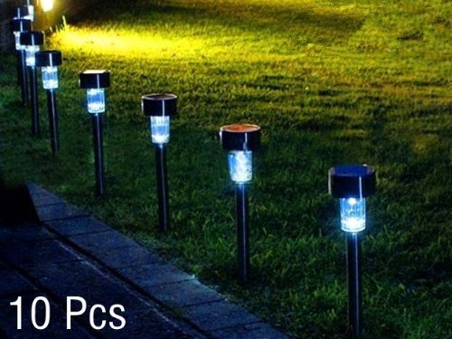 ProDeals® Set of 10 Solar-Powered LED Accent Light led garden lights High-Output LED Solar Path Lights Waterproof Solar Powered Stainless Steel LED Lights Landscape Floodlight Lamp for Outdoor Garden Pathway Patio Lawn