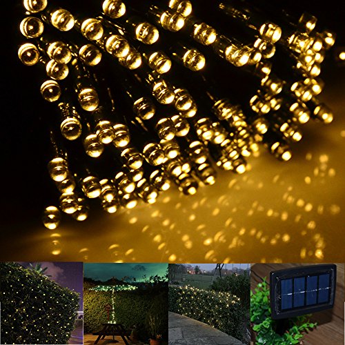 INST Solar Powered LED String Light, Ambiance Lighting, 65ft 20m 200 LED Solar Fairy String Lights for Outdoor, Gardens, Homes, Christmas Party (Warm White)