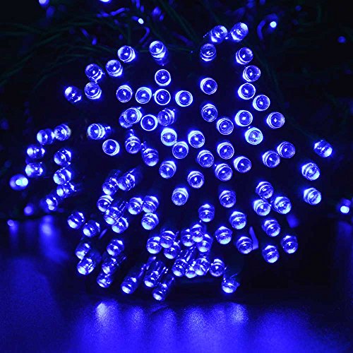 lederTEK Solar Christmas Lights 72ft 22m 200 LED 8 Modes Solar Fairy String Lights for Outdoor, Gardens, Homes, Wedding, Christmas Party, Waterproof (200 LED Blue)