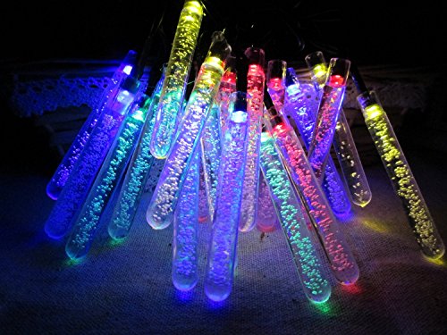 M&T TECH Solar Powered Outdoor String Fairy Lights 4.8M 20 Multi Color Icicle For Garden Patio Porch Lawn Party Wedding Christmas