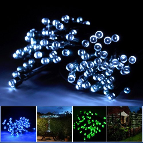 INST Solar Powered LED String Light, Ambiance Lighting, 55ft 17m 100 LED Solar Fairy String Lights for Outdoor, Gardens, Homes, Christmas Party (White)