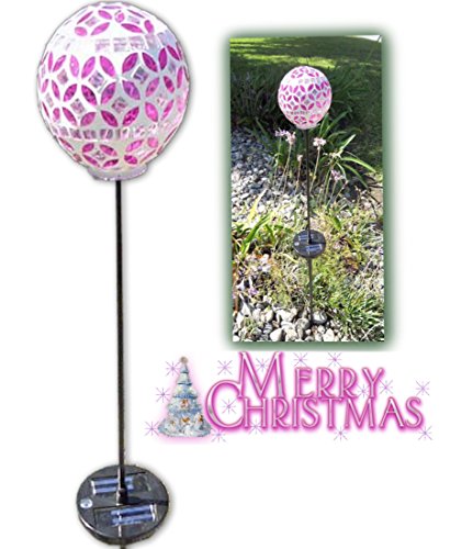 Vzost® – Gorgeous Rosy Pink Solar Mosaic Light with Color Changing Glass Ball (x 1)