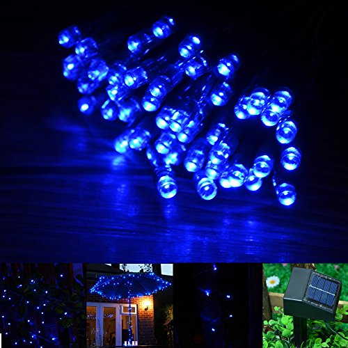 INST Solar Powered LED String Light, Ambiance Lighting, 55ft 17m 100 LED Solar Fairy String Lights for Outdoor, Gardens, Homes, Christmas Party (Blue)