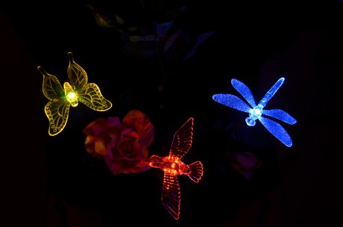 Solar Wholesale KY5001 Solar Lawn Lights with Hummingbird, Dragonfly and Butterfly Figurine