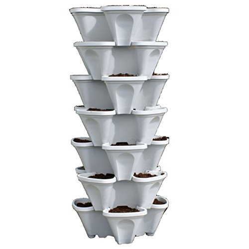 5 Tiered Vertical Gardening Planter – Learn How to Grow Organic Strawberries Easy with These Cool Mr Stacky Stone Containers – Great Strawberry Garden Planting Pots – Stacking Planters Also Used for Growing Herb Pepper Flower Tomato Succulent Green Bean – Plant Tips – Great Spring Gifts – Indoor Outdoor