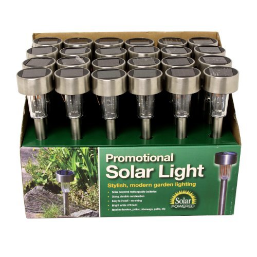 ASC Outdoor Garden Stainless Steel Solar Lights White LED Light (Case of 24)