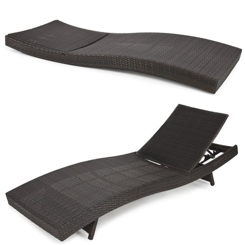 Outdoor Patio Pool Adjustable Wicker Chaise Lounge Chair Patio Furniture