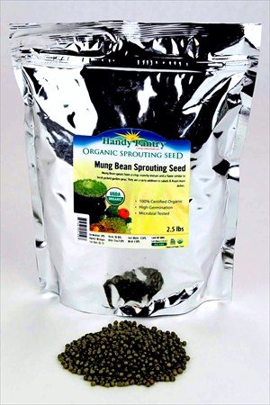 Mung Bean Sprouting Seed- Organic – 2.5 Lbs – Handy Pantry Brand – Dried Mung Beans for Sprouts, Garden Planting, Chinese & Asian Cooking, Soup & More